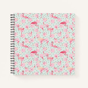 Flamingo Feathers on Polka Dots Notizbuch