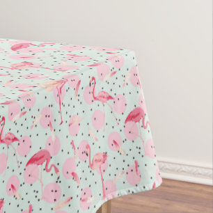 Flamingo-Federn auf Tupfen 2 Tischdecke