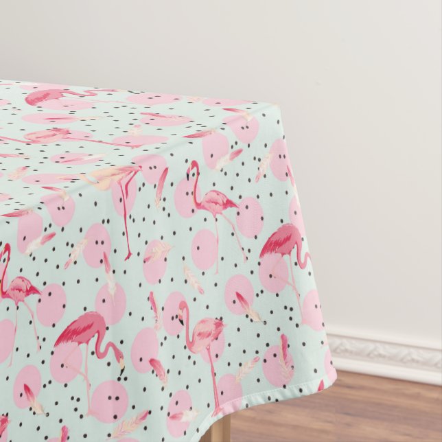 Flamingo-Federn auf Tupfen 2 Tischdecke (Beispiel)