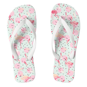 Flamingo-Federn auf Tupfen Flip Flops