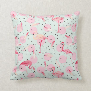 Flamingo-Federn auf Tupfen Kissen