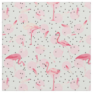 Flamingo-Federn auf Tupfen Stoff