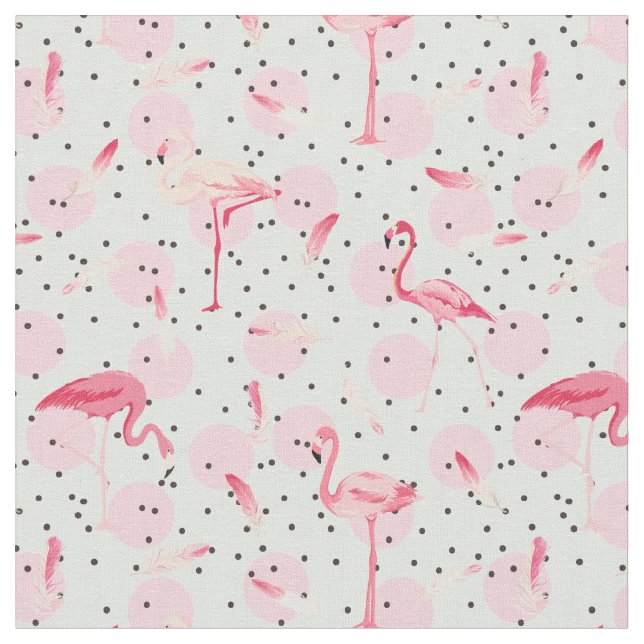 Flamingo-Federn auf Tupfen Stoff (Nahaufnahme)