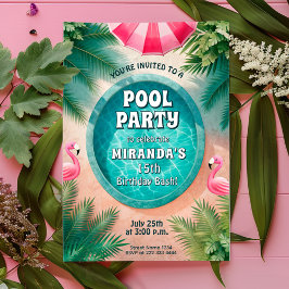 Flamingo Fiesta Pool Party Geburtstag Einladung