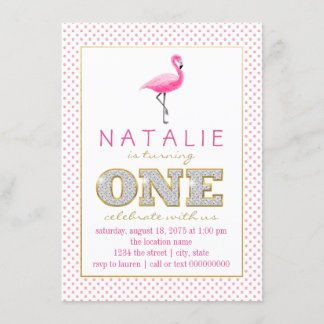 Flamingo First Birthday Party Einladung