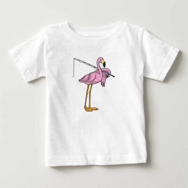 Flamingo Fishing Fisher Baby T-shirt (Vorderseite)