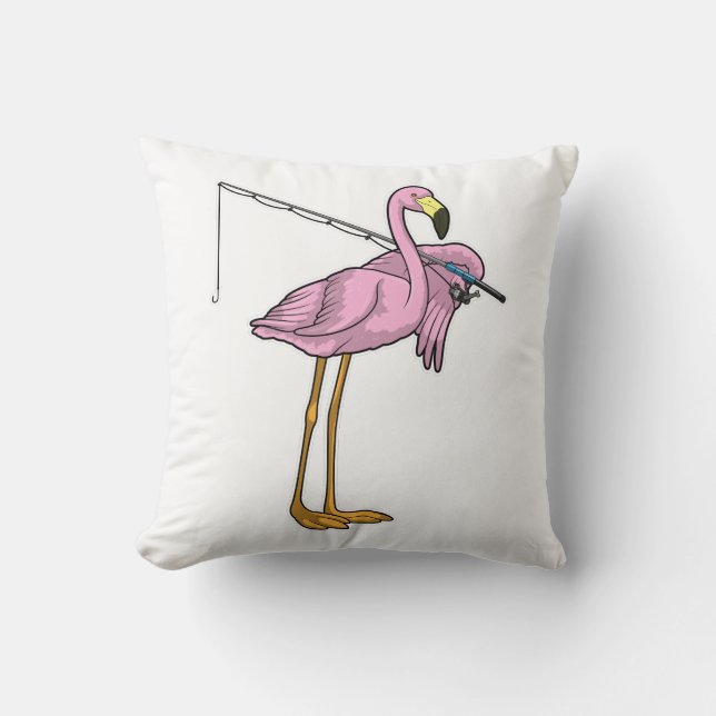 Flamingo Fishing Fisher Kissen (Vorderseite)