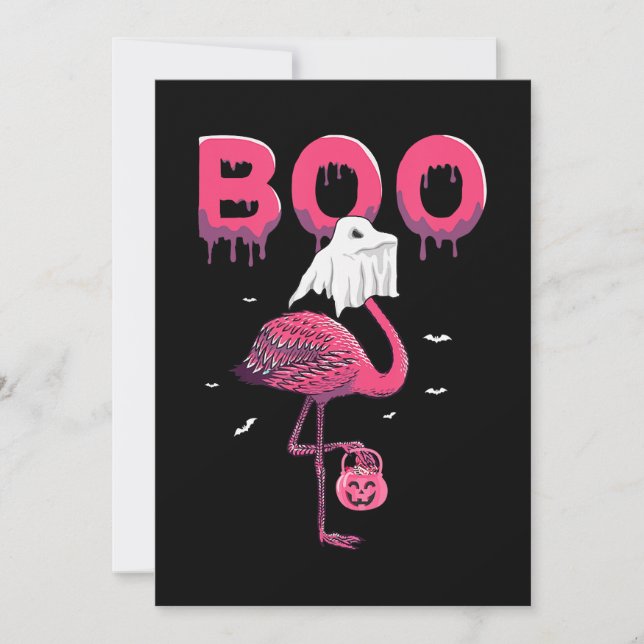 Flamingo | Flamingo Boo Ghost Halloween Save The Date (Vorderseite)