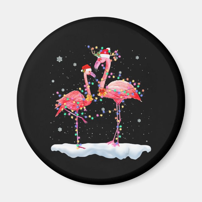 Flamingo | Flamingo Christmas Tree Weihnachtsmannm Magnet (Vorne)