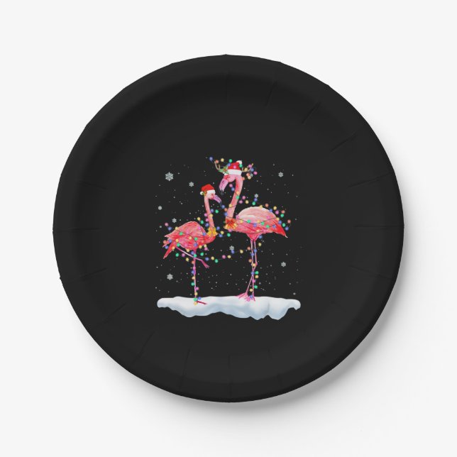 Flamingo | Flamingo Christmas Tree Weihnachtsmannm Pappteller (Vorderseite)