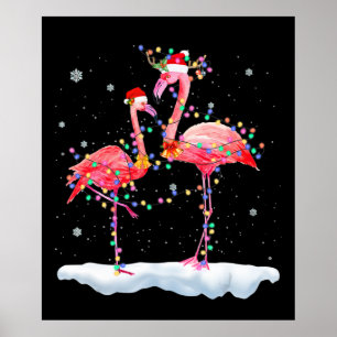 Flamingo Flamingo Christmas Tree Weihnachtsmannm Poster