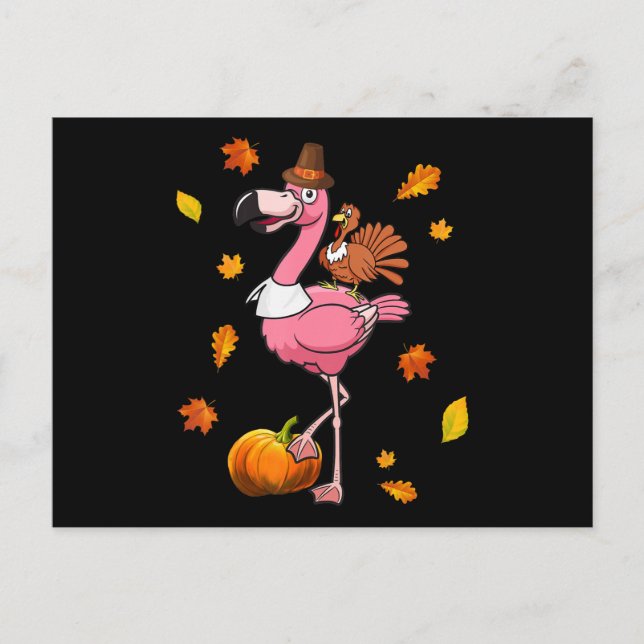Flamingo | Flamingo Erntedank Halloween Einladungspostkarte (Vorderseite)