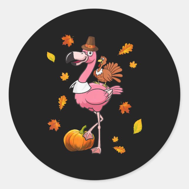 Flamingo | Flamingo Erntedank Halloween Runder Aufkleber (Vorderseite)