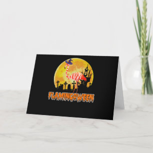 Flamingo Flamingoween Funny Witch Halloween Dankeskarte