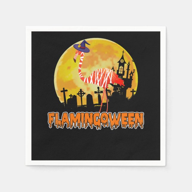 Flamingo Flamingoween | Funny Witch Halloween Serviette (Vorderseite)