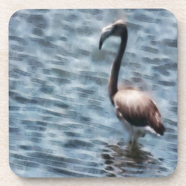 Flamingo Fledgling Watercolor Getränkeuntersetzer (Vorderseite)