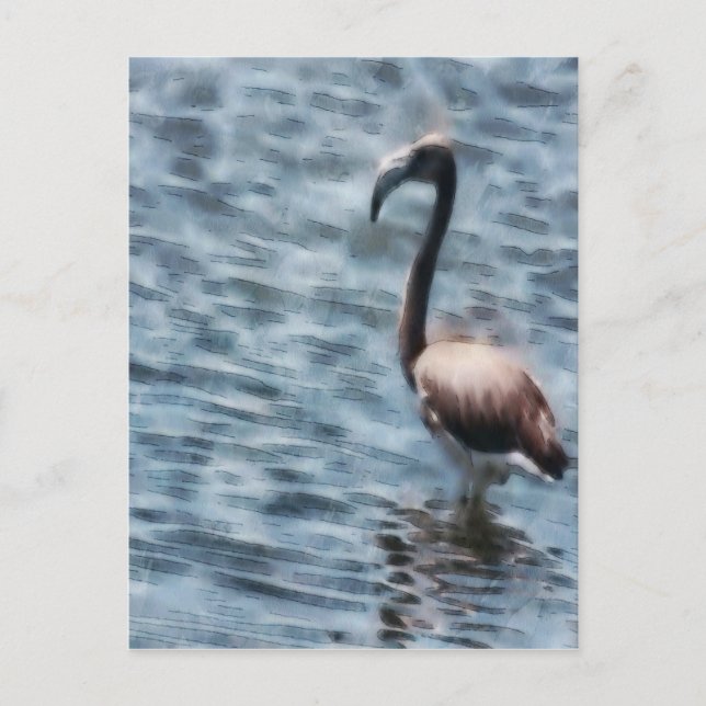 Flamingo Fledgling Watercolor Postkarte (Vorderseite)