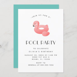 Flamingo Float Pool Party Geburtstag Einladung