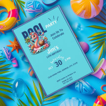 Flamingo Floating in Pool Geburtstagsparty