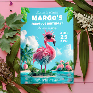 Flamingo Flock Beach Party Spektakulärer Geburtsta Einladung