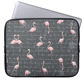 Flamingo Flock: Dunkelgrau Vintag. Laptopschutzhülle