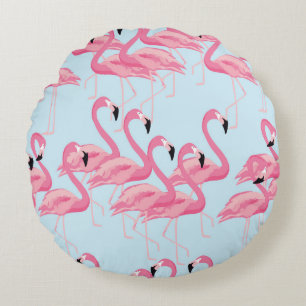 Flamingo Flock: Tropische Vintage Printwerbung Rundes Kissen