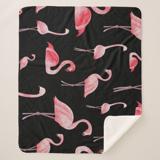 Flamingo Flock: Vintages Nahtloses Design Sherpadecke (Vorderseite)
