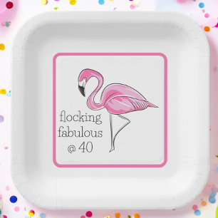 Flamingo Flocking Fabulous am vierzigsten Grenzübe Pappteller