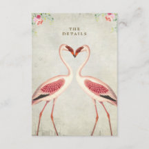 flamingo florale Hochzeit Details Karte