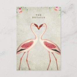 flamingo florale Hochzeit Details Karte