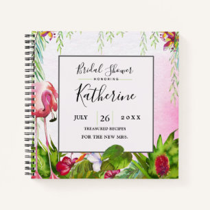 Flamingo Florida Tropische Blumen Notizbuch