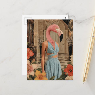 Flamingo-Frau mit blauem Surrealismus  Postkarte