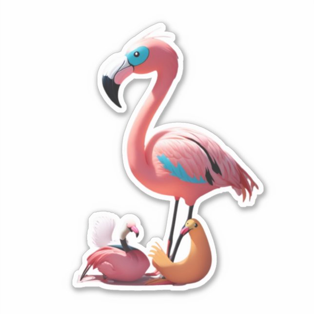 Flamingo Frenzy Embrace Pink Craze mit Aufklebern Aufkleber (Vorderseite)