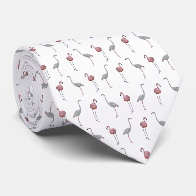 Flamingo Frenzy Krawatte Doppelseitendruck (Gerollt)