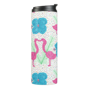 Flamingo Fun Print Colorful Tropical Tumbler Thermosbecher