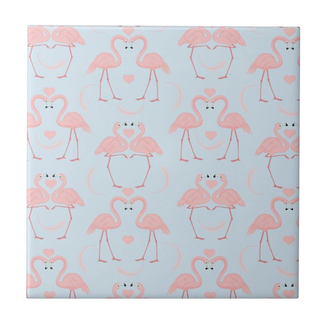 Flamingo Fun Rosa und Blau Fliese (Vorderseite)