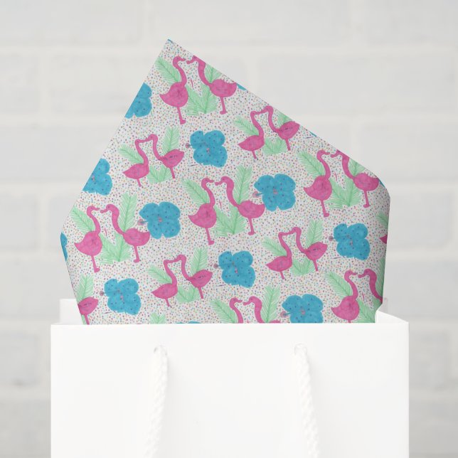 Flamingo Fun tropisches Muster Seidenpapier (Geschenktüte)
