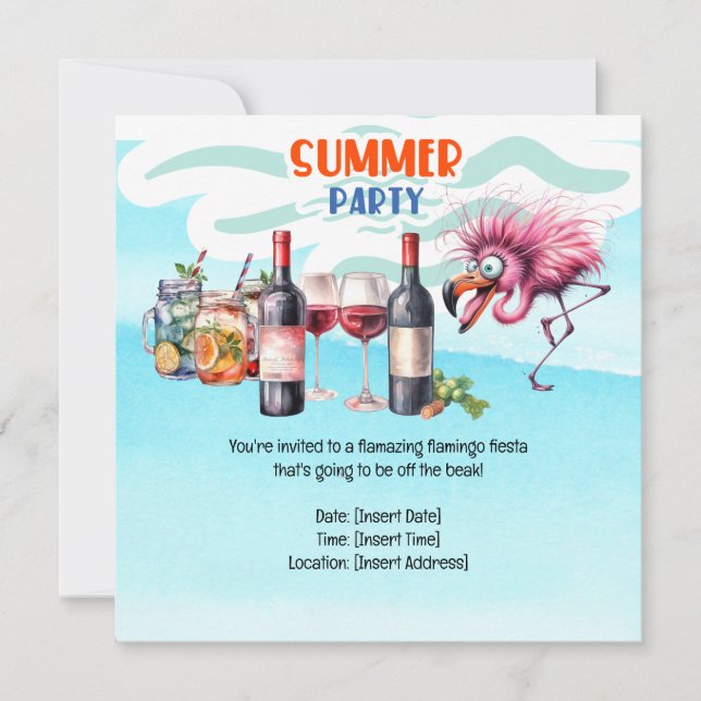 Flamingo Funny Design für Party Save The Date (Vorderseite)