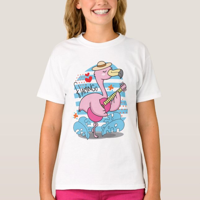 Flamingo Funny Niedlich Girl T-Shirt (Vorderseite)