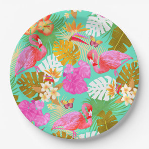 Flamingo Garden Aquamarin Pappteller