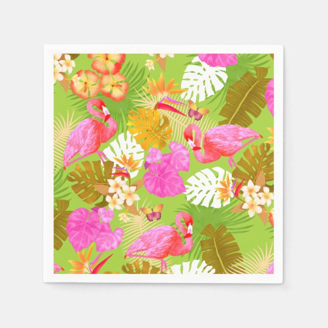 Flamingo Garden Bright Green Serviette (Vorderseite)