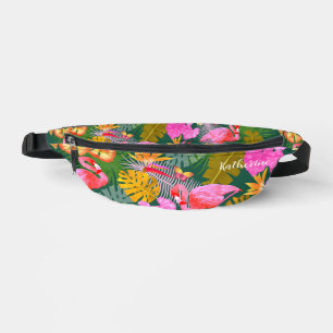 Flamingo Garden Dark Green Bauchtasche