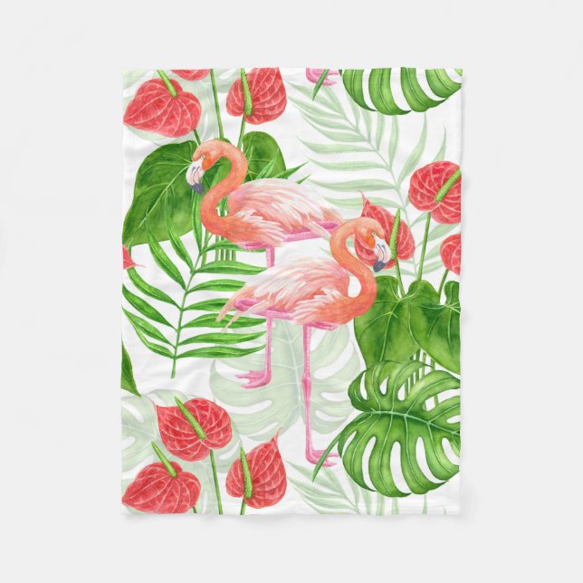 Flamingo Garden Fleecedecke (Vorderseite)