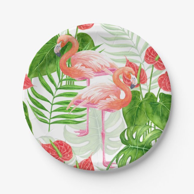 Flamingo Garden Pappteller (Vorderseite)