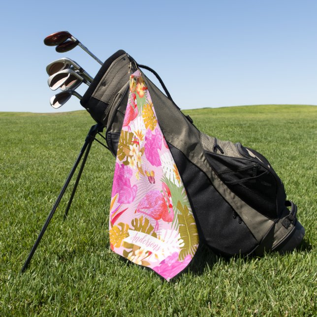 Flamingo Garden Pink Golfhandtuch (Gras)
