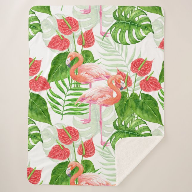 Flamingo Garden Sherpadecke (Vorderseite)
