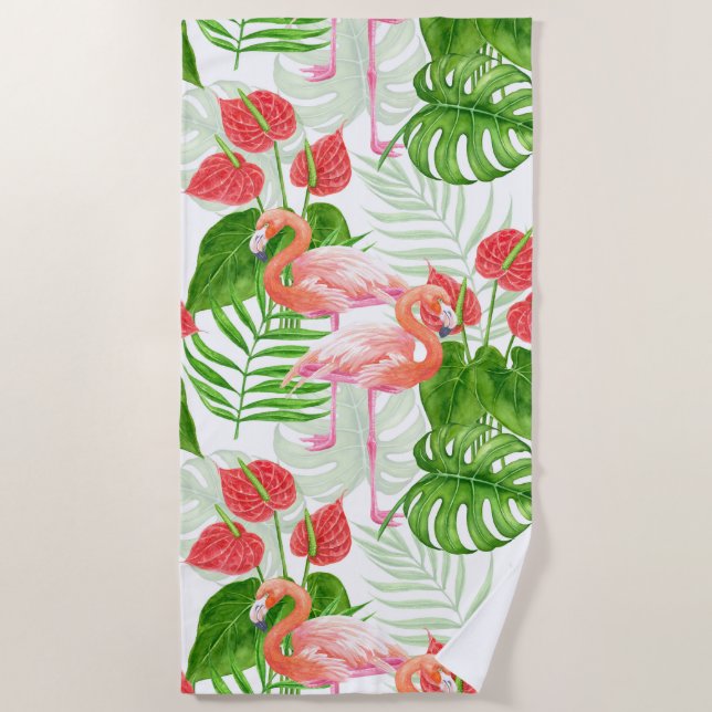 Flamingo Garden Strandtuch (Vorderseite)
