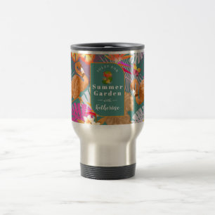 Flamingo Garden Turquoise Reisebecher
