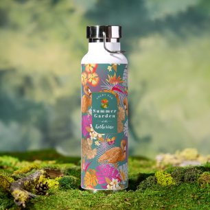 Flamingo Garden Turquoise Trinkflasche