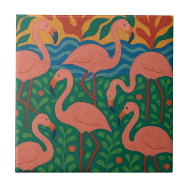 Flamingo-Garten Fliese (Vorderseite)